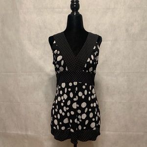 INC Black and White Polka Dot Tank Top